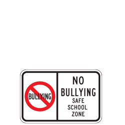 No Bullying Symbol | No Bullying Safe School Zone Sign (White)