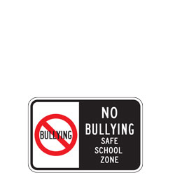 No Bullying Symbol | No Bullying Safe School Zone Sign (White/Black)