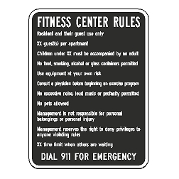 Fitness Center Rules List XX Guest(s) Children Under XX Age XX Time Limit Sign