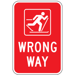 Wrong Way (Cross Country Ski Symbol) Sign