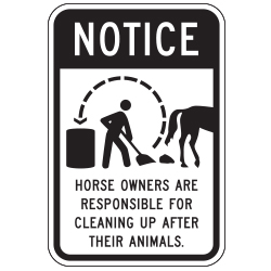 Notice Horse Owners Clean After Animals (Horse Symbol) Sign