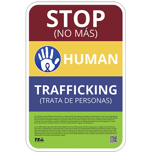 Crime Watch | Texas Spec | Bilingual Spanish & English | STOP Human Trafficking Awareness & Prevention Sign
