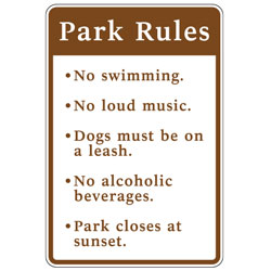 Park Rules Park Closes At Sunset Sign