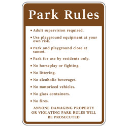 Park Rules Violators Will Be Prosecuted Sign