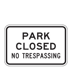 Park Closed No Trespassing Sign