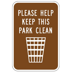 Please Help Keep This Park Clean (Trash Can Symbol) Sign