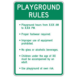 Playground Rules (Custom Hours and Age) Sign