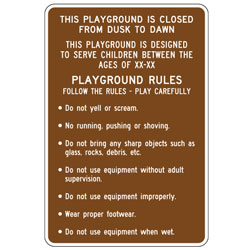 Playground Is Closed Dusk To Dawn (Custom Ages) Sign