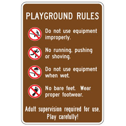 Playground Rules (with Prohibited Symbols) Sign