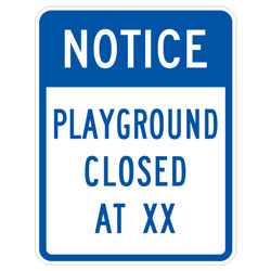 Notice Playground Closed at (Custom XX) Sign