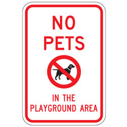 No Pets (No Pets Symbol) In The Playground Area Sign