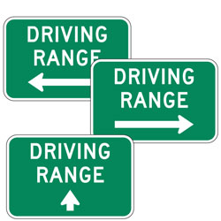 Driving Range with Arrow Sign