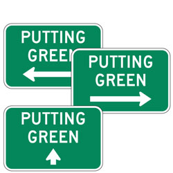 Putting Green with Arrow Sign