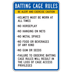 Batting Cage Rules Short List Sign