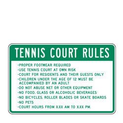 Tennis Court Rules List XX Number Sign