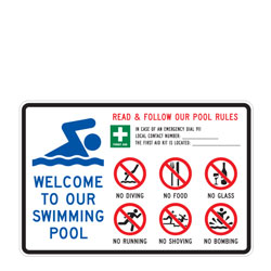 Welcome to Our Swimming Pool | Read & Follow Our Pool Rules Sign