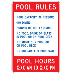 Pool Rules | Pool Hours (Custom Hours) Sign