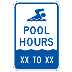 (Swim Symbol) Pool Hours  | XX TO XX Hours Sign