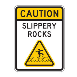 Caution | Slippery Rocks Sign