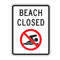 Beach Closed (No Swimming Symbol) Sign