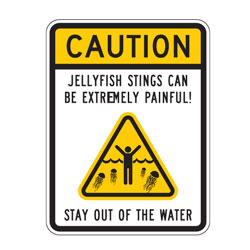 Caution | Jellyfish Stings Can Be Extremely Painful! | Stay Out of The Water Sign