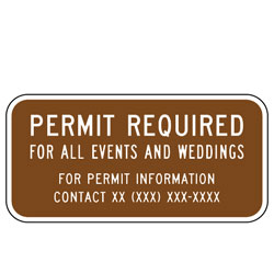 Permit Required For All Events and Weddings (Custom Contact Info) Sign