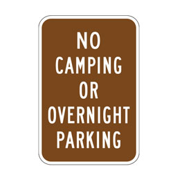 No Camping or Overnight Parking Sign