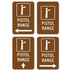 Pistol Range (with Arrow) Sign