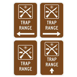 Trap Range (with Arrow) Sign