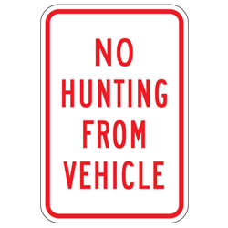 No Hunting from Vehicle Sign
