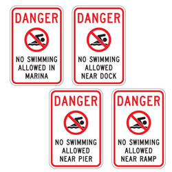 Danger | No Swimming Allowed (Marina/Dock/Pier/Ramp) Sign