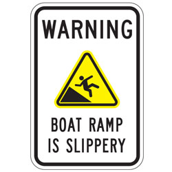 Warning (Symbol) Boat Ramp is Slippery Sign