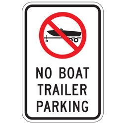 (No Boat Trailer Symbol) No Boat Trailer Parking Sign