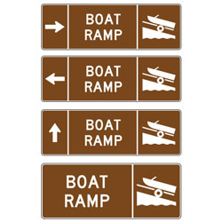 Boat Ramp (with Arrow & Symbol) Sign