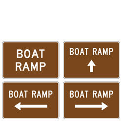 Boat Ramp (with Arrow) Sign