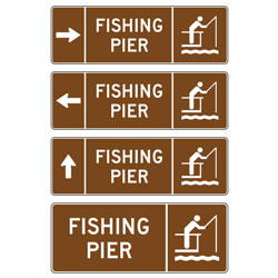 Fishing Pier (with Arrow & Symbol) Sign