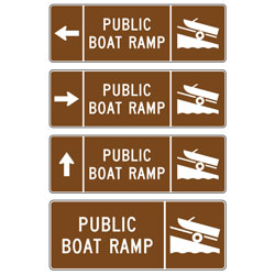 Public Boat Ramp (with Arrow & Symbol) Sign