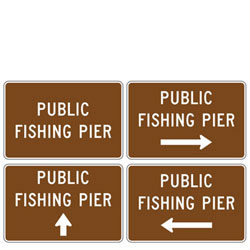 Public Fishing Pier (with Arrow) Sign