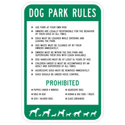 Dog Park Rules Prohibited Sign