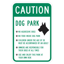 Caution Dog Park Rules Sign
