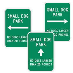 Small Dog Park (with Arrows) Signs