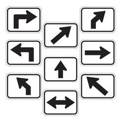 Universal Arrow Route Plaques (Black on White)