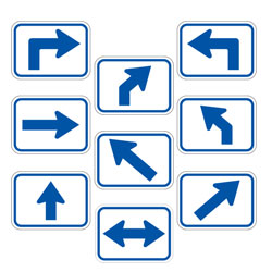 Universal Arrow Route Plaques (Blue on White)