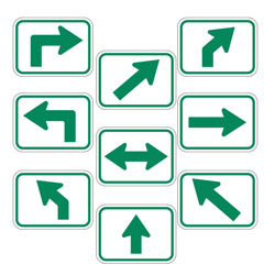 Universal Arrow Route Plaques (Green on White)