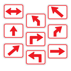 Universal Arrow Route Plaques (Red on White)