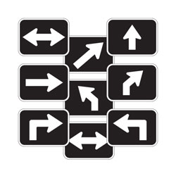 Oxford Series: Universal Arrow Route Plaques (White on Black)