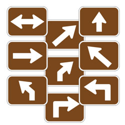 Universal Arrow Route Plaques (White on Brown)