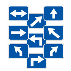 Universal Arrow Route Plaques (White on Blue)