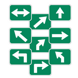 Universal Arrow Route Plaques (White on Green)