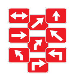 Universal Arrow Route Plaques (White on Red)